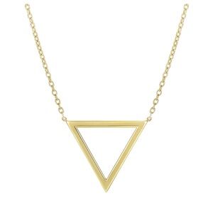 14k Gold Triangle Pendant Necklace - Made in Turkey
